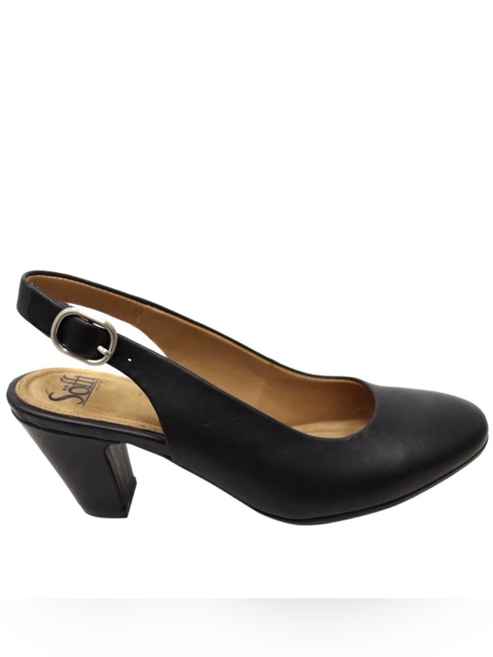 Sofft Black Leather Slingback Pump with Buckle